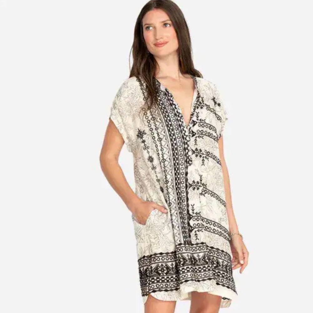 Johnny Was Black and White Floral Dress